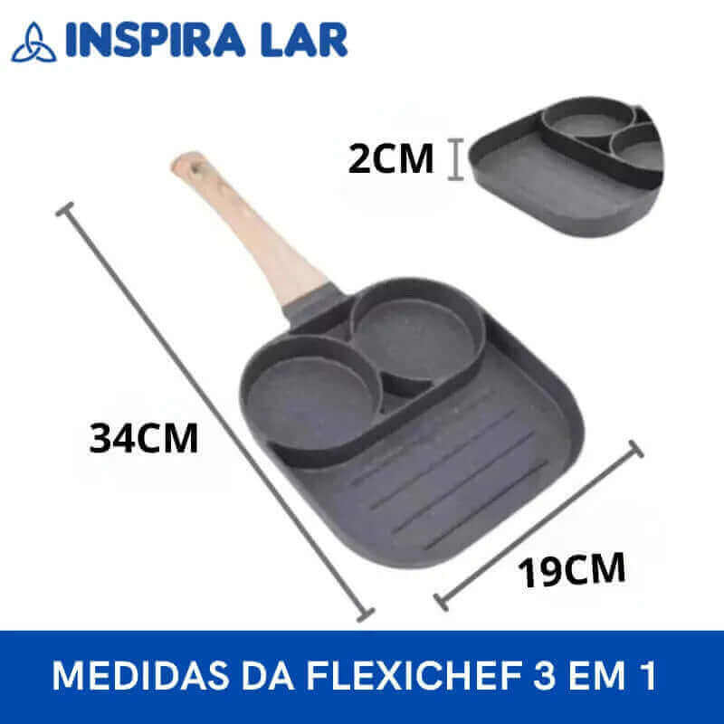 Frigideira Antiaderente 3 em 1 FLEXICHEF ® [ULTIMO DIA NA PROMOÇÃO!🔥]